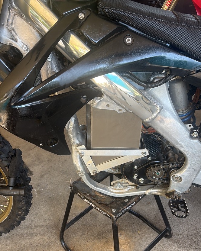 Electric dirt bike conversion with a Fast E battery fitted